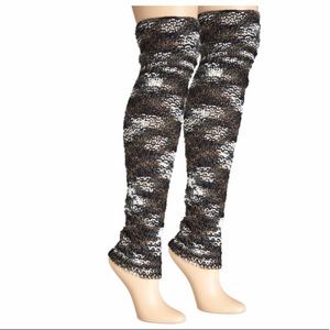 Women Leg Warmers Pom End Black
